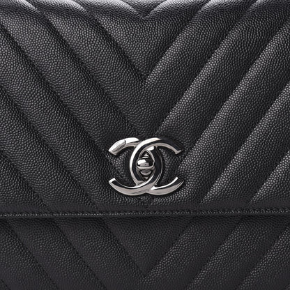 Chanel Caviar Chevron Quilted Small Coco Handle Flap Black 10 of 10