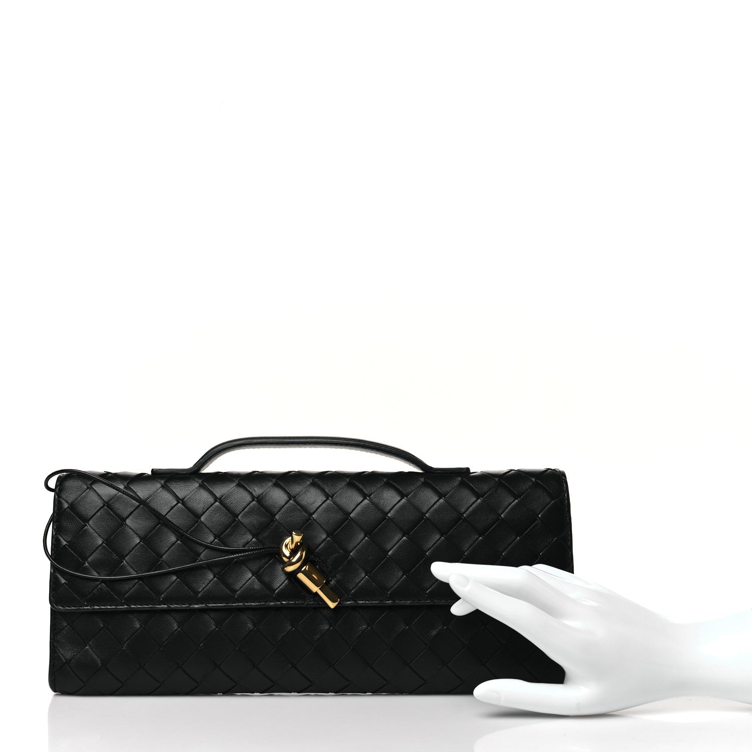 Bottega Veneta Nappa Intrecciato Long Andiamo Top Handle Clutch Black 2 of 9