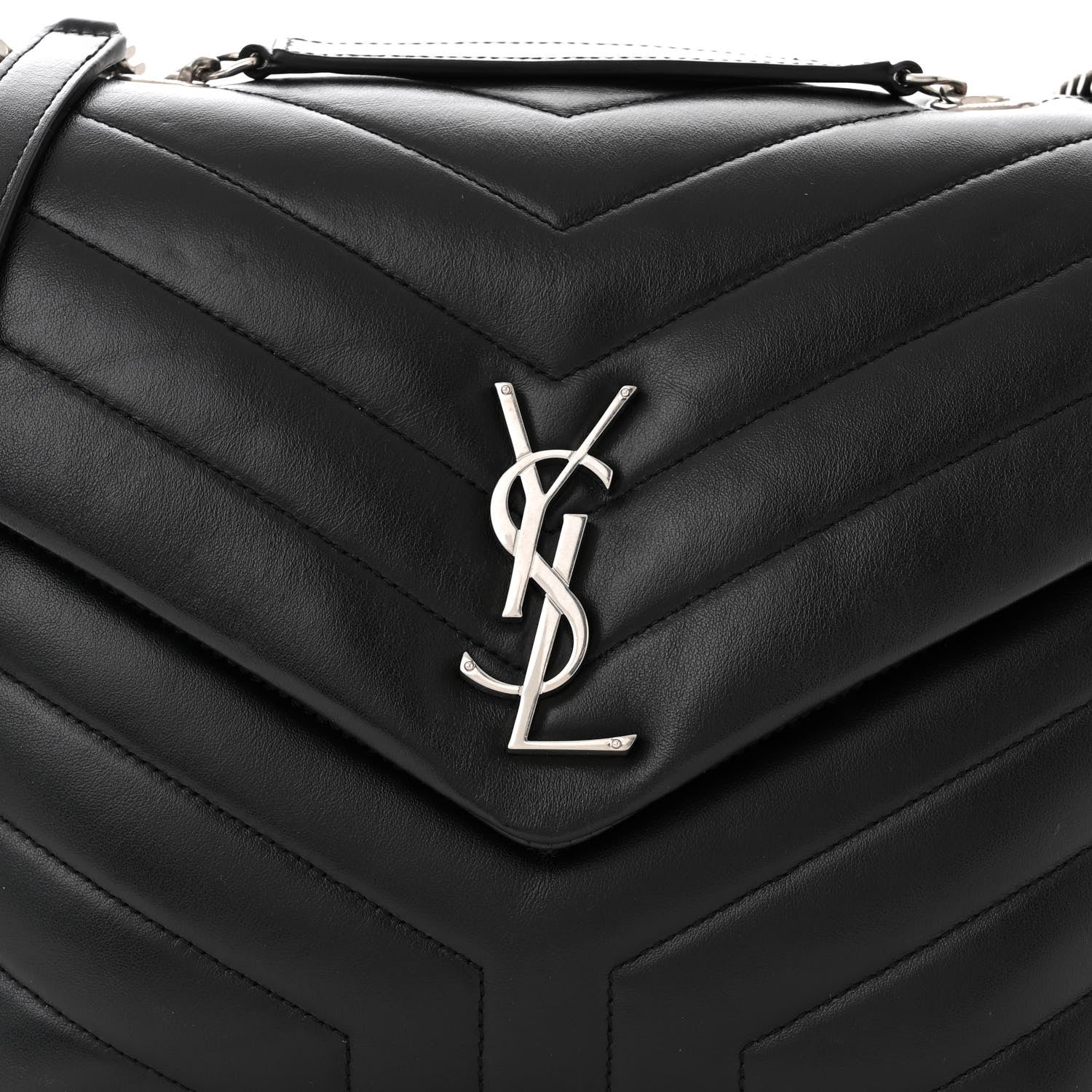 Saint Laurent Calfskin Y Quilted Monogram Medium Loulou Chain Satchel Black 8 of 10