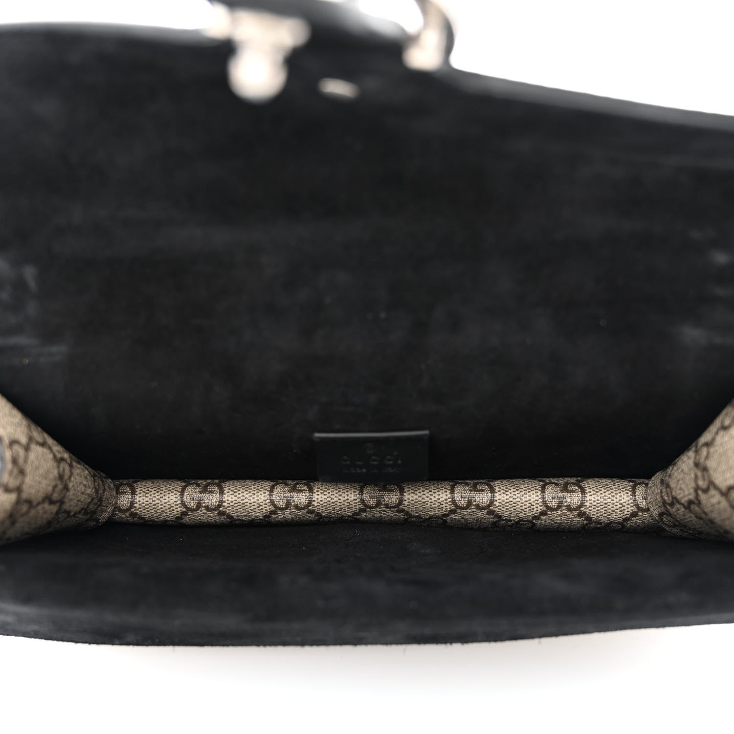 Gucci GG Supreme Monogram Suede Crystal Small Dionysus Shoulder Bag Beige Ebony Black 5 of 12