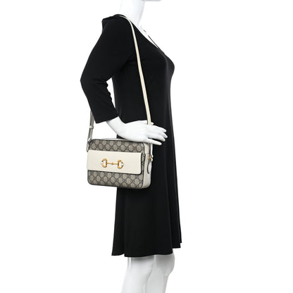 Gucci GG Supreme Monogram Small Horsebit 1955 Shoulder Bag Beige Mystic White 3 of 12