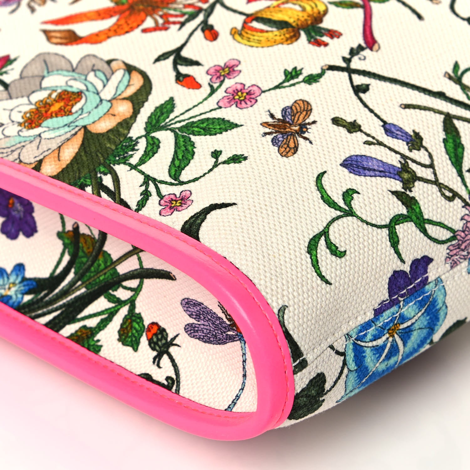 Gucci Canvas Flora Large Rajah Chain Tote White Multicolor Fuxia Fluo 11 of 14