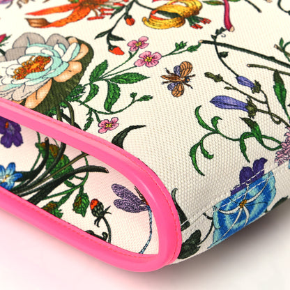 Gucci Canvas Flora Large Rajah Chain Tote White Multicolor Fuxia Fluo 11 of 14