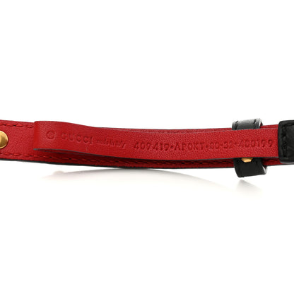 Gucci Calfskin Skinny Studded Feline Belt 80 32 Black Red 6 of 7