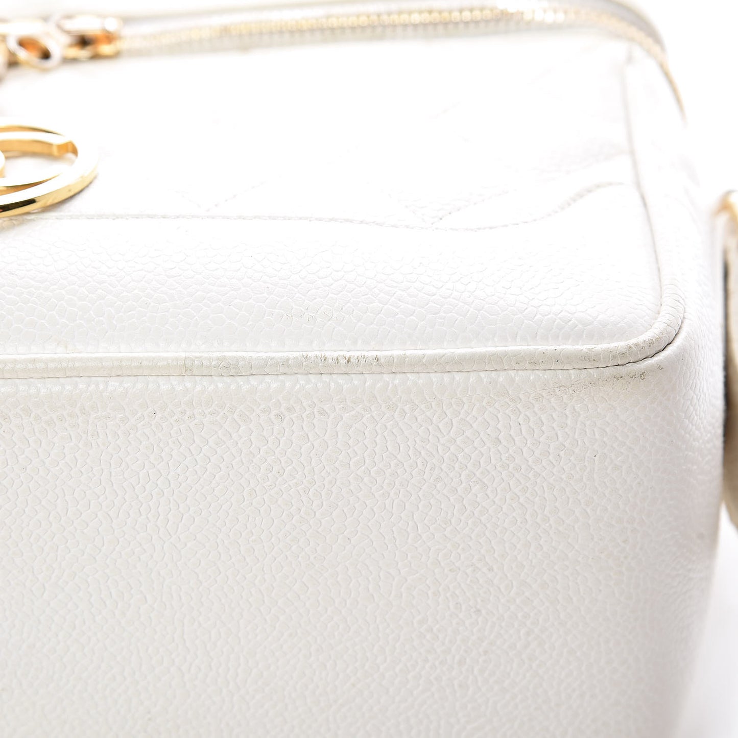 Caviar Quilted Camera Case White