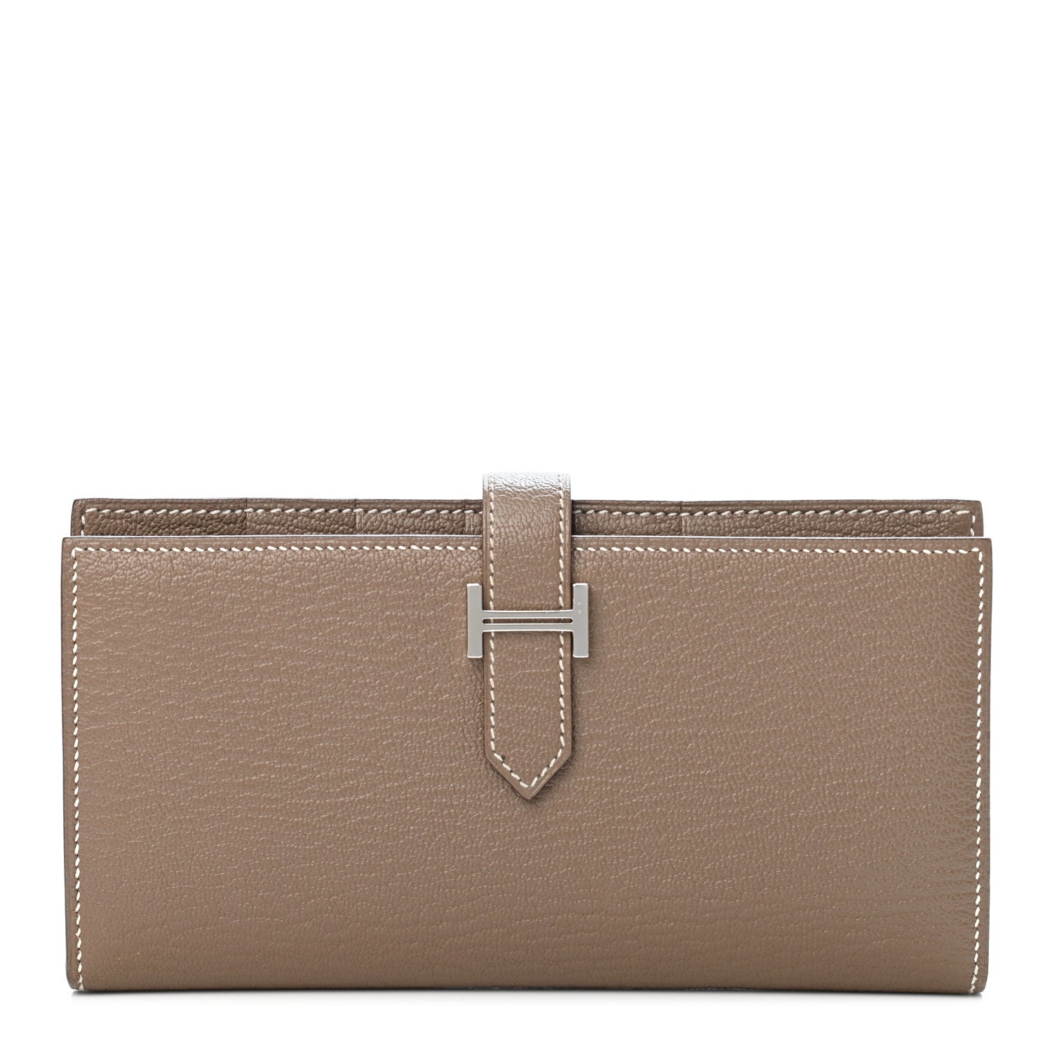 Hermes Chevre Mysore Bearn Gusset Wallet Etoupe 1 of 4