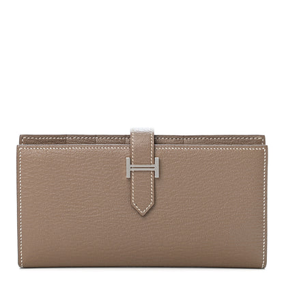 Hermes Chevre Mysore Bearn Gusset Wallet Etoupe 1 of 4