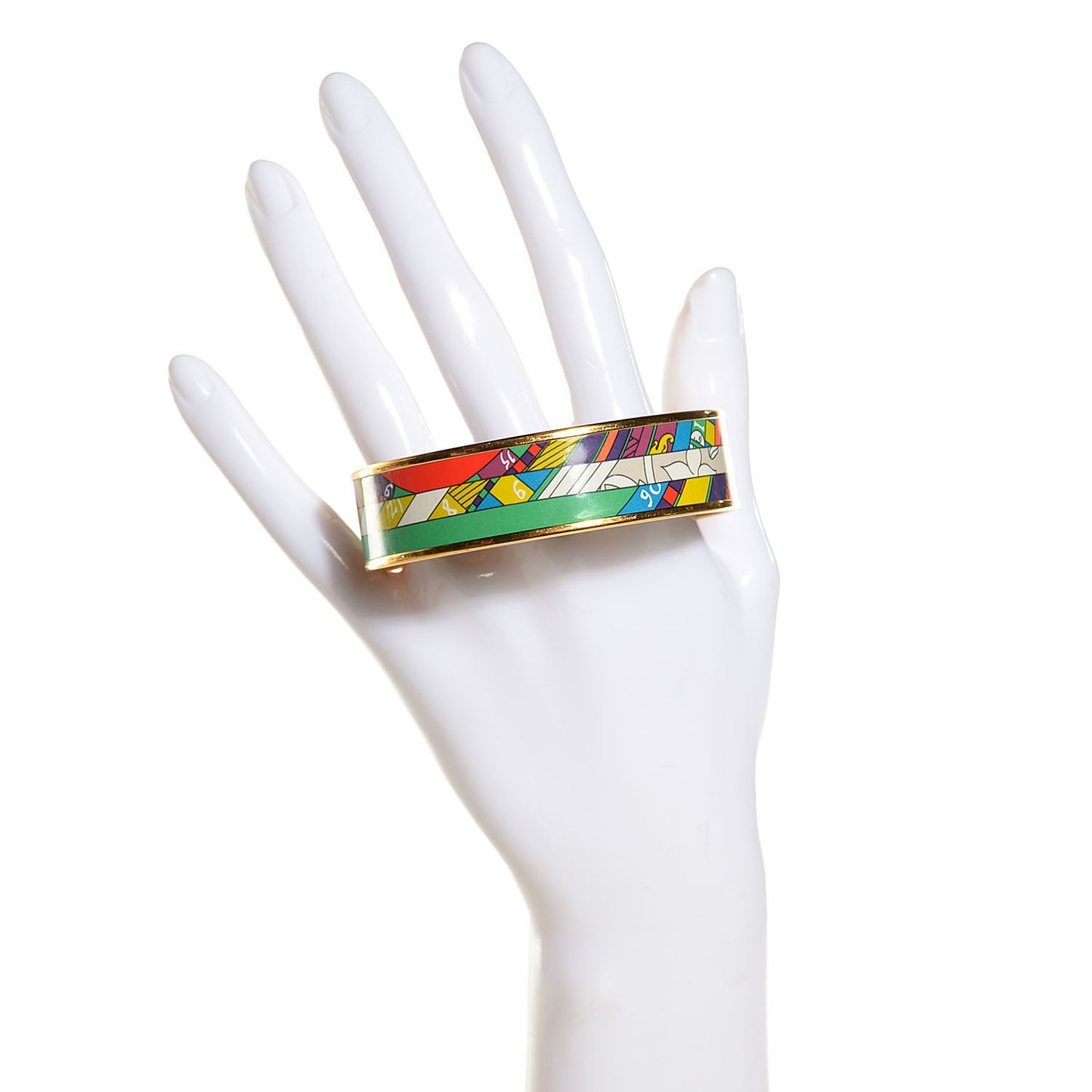 Enamel Printed Astrologie Nouvelle Wide Bracelet 70 Vert Fluo Rose Indien Cobalt
