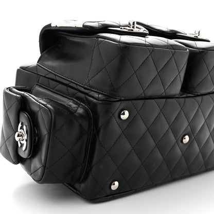 Chanel Calfskin Quilted Small Cambon Multipocket Reporter Black White 9 of 10