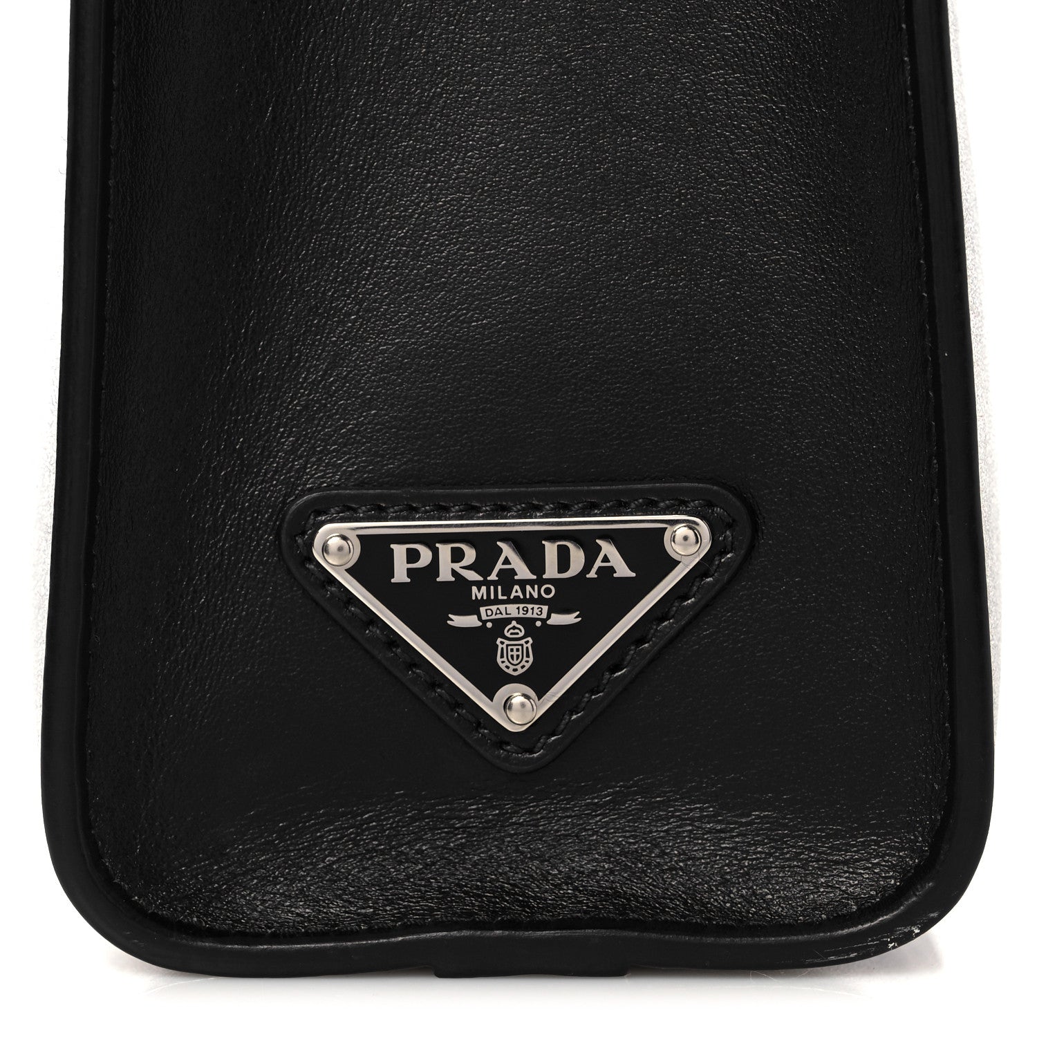 Prada Calfskin Triangle Tote Bag Black 8 of 15