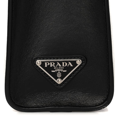 Prada Calfskin Triangle Tote Bag Black 8 of 15