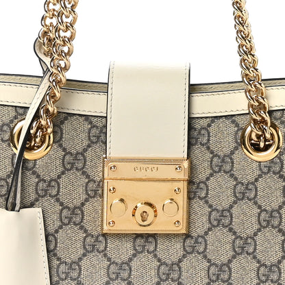 Gucci GG Supreme Monogram Moon Calfskin Small Padlock Tote Beige Ebony Mystic White 8 of 11