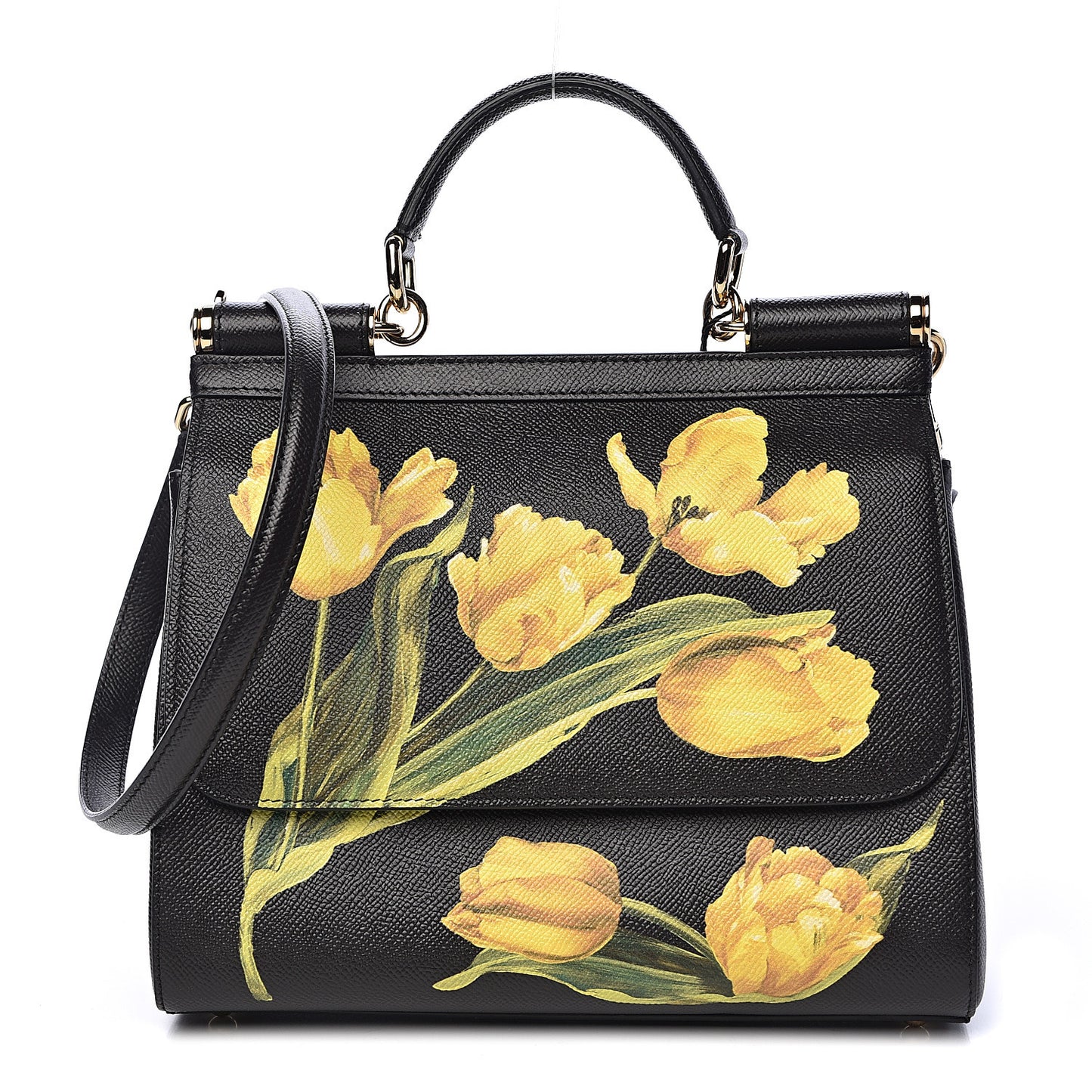 Dauphine Tulip Print Medium Miss Sicily Satchel Black