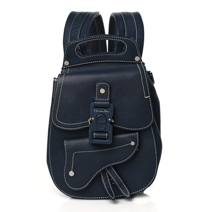 Christian Dior Grained Calfskin Saddle Backpack Navy Blue 1 of 9