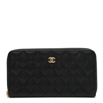 Chanel Caviar Quilted Large Gusset Zip Around Wallet Black 1 of 9