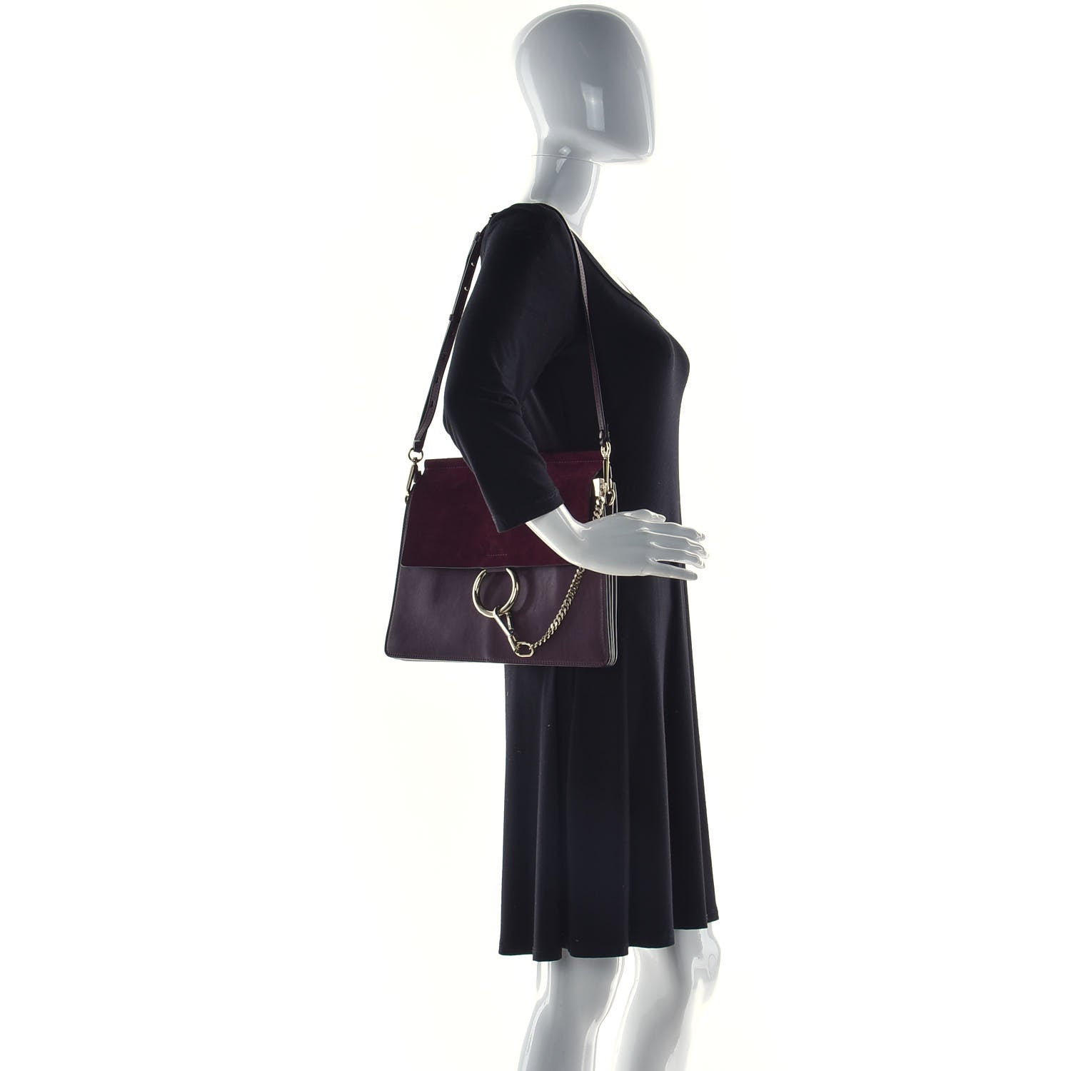 Chloe Calfskin Suede Medium Faye Shoulder Bag Intense Violine 2 of 9