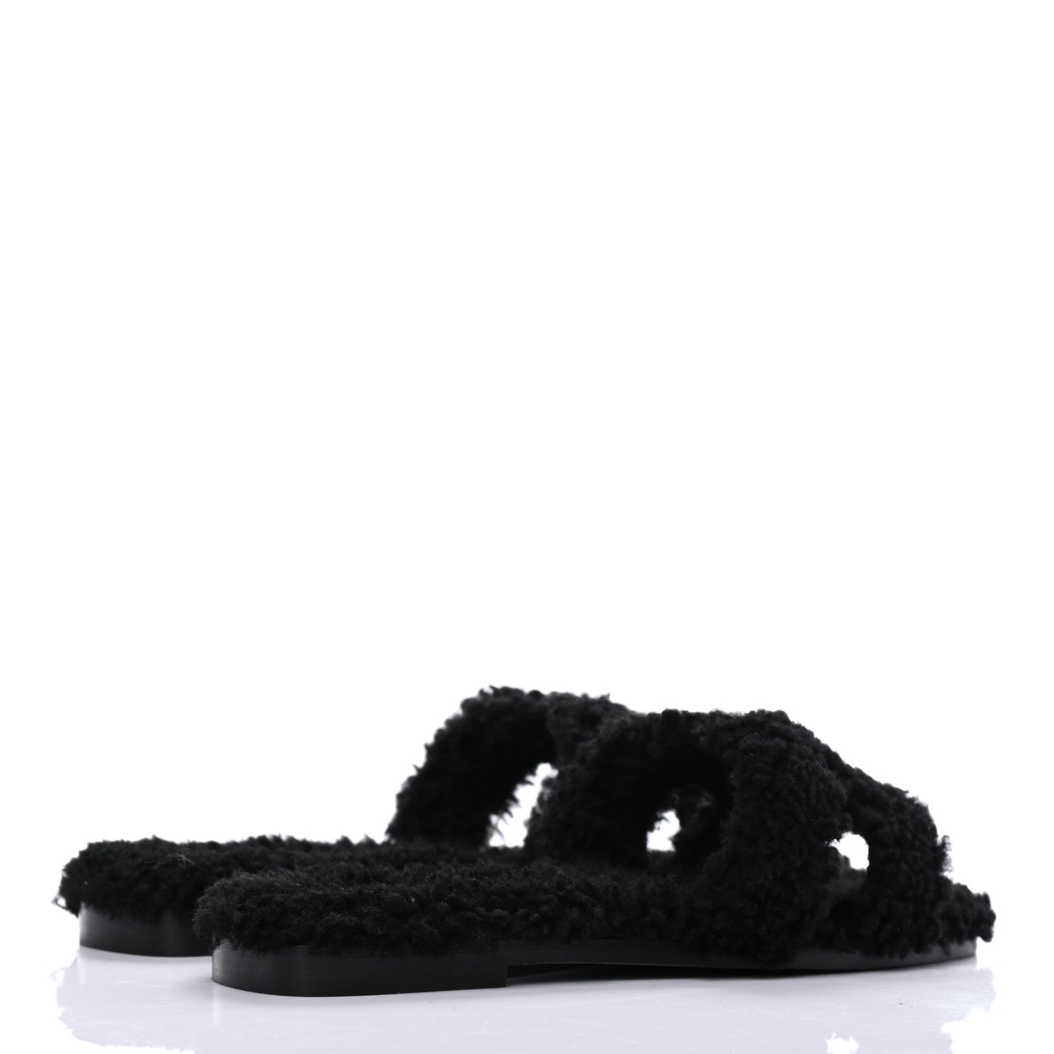 Hermes Woolskin Oran Sandals 36 Black 4 of 7