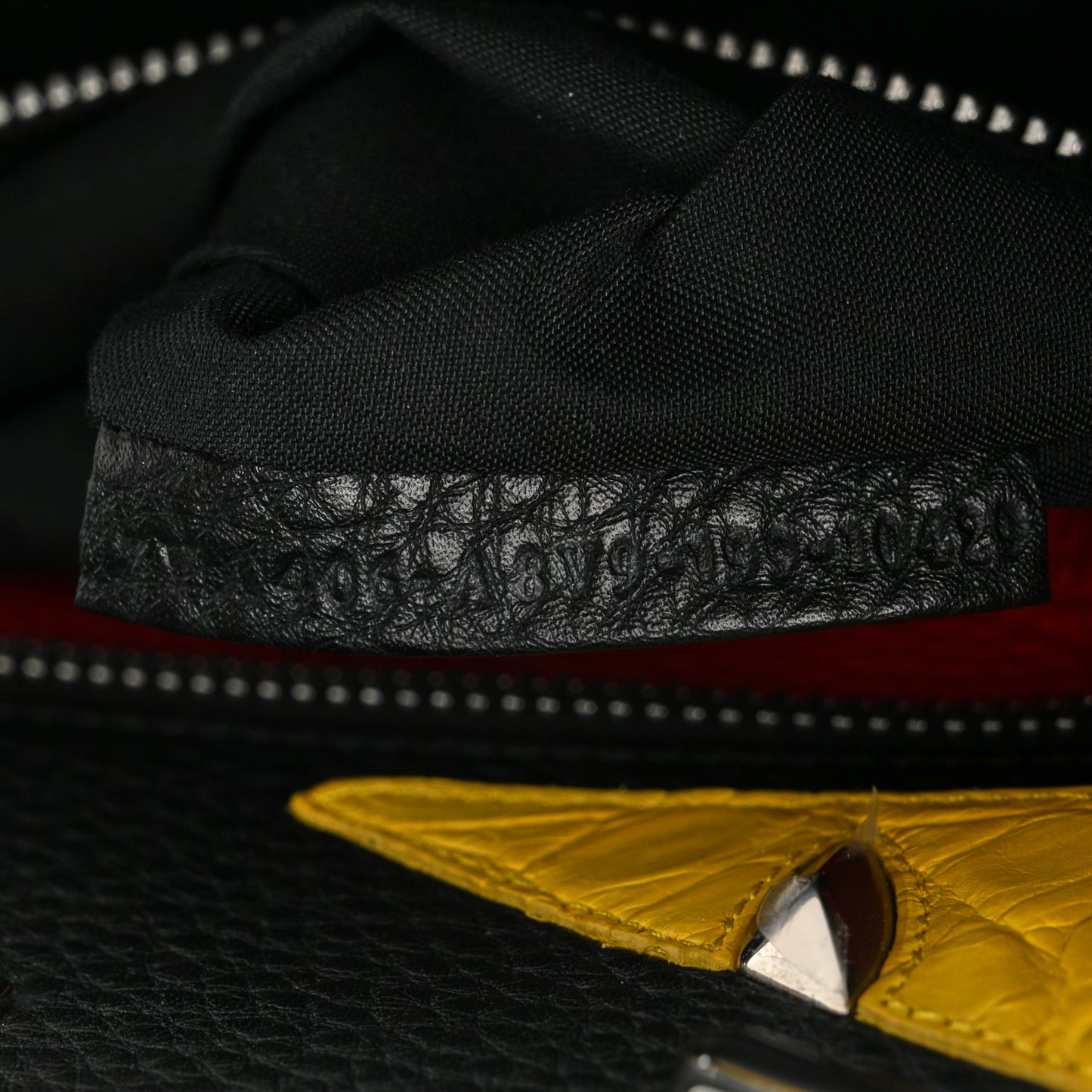 Cuoio Romano Selleria Crocodile Embossed Calfskin Monster Eyes Large Peekaboo Iconic Fit Satchel Black Sunflower