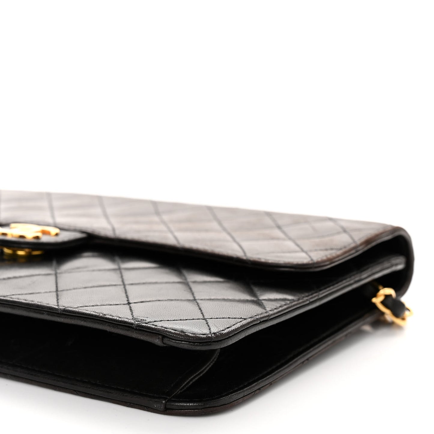 Lambskin Quilted Medium Single Flap Black