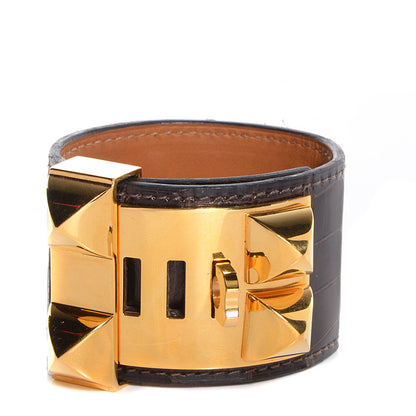 Hermes Matte Alligator Collier De Chien CDC Bracelet Small Miel 3 of 9