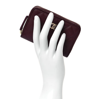 Chanel Caviar Quilted Zip Around Coin Purse Burgundy 2 of 9