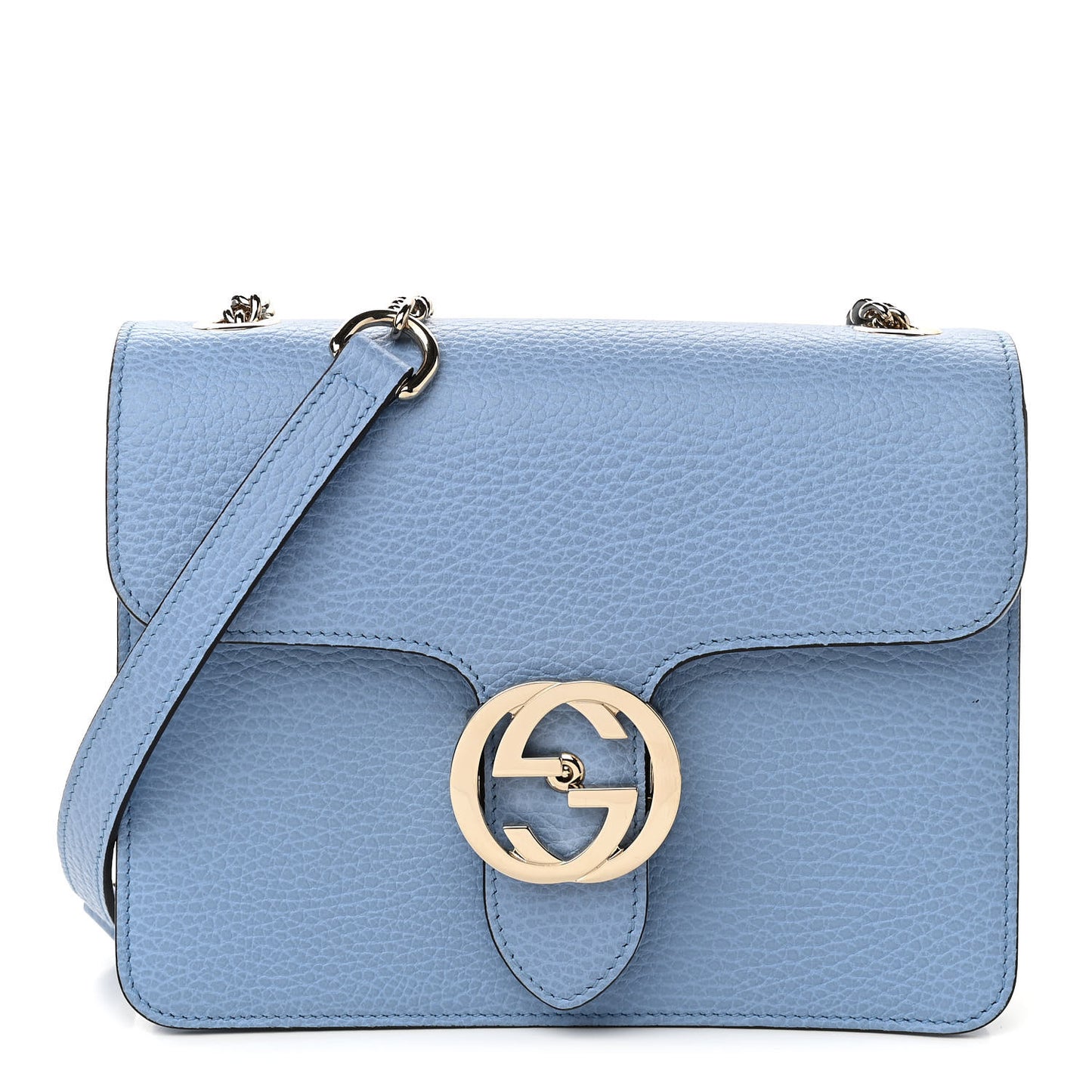 Dollar Calfskin Small Interlocking G Shoulder Bag Mineral Blue