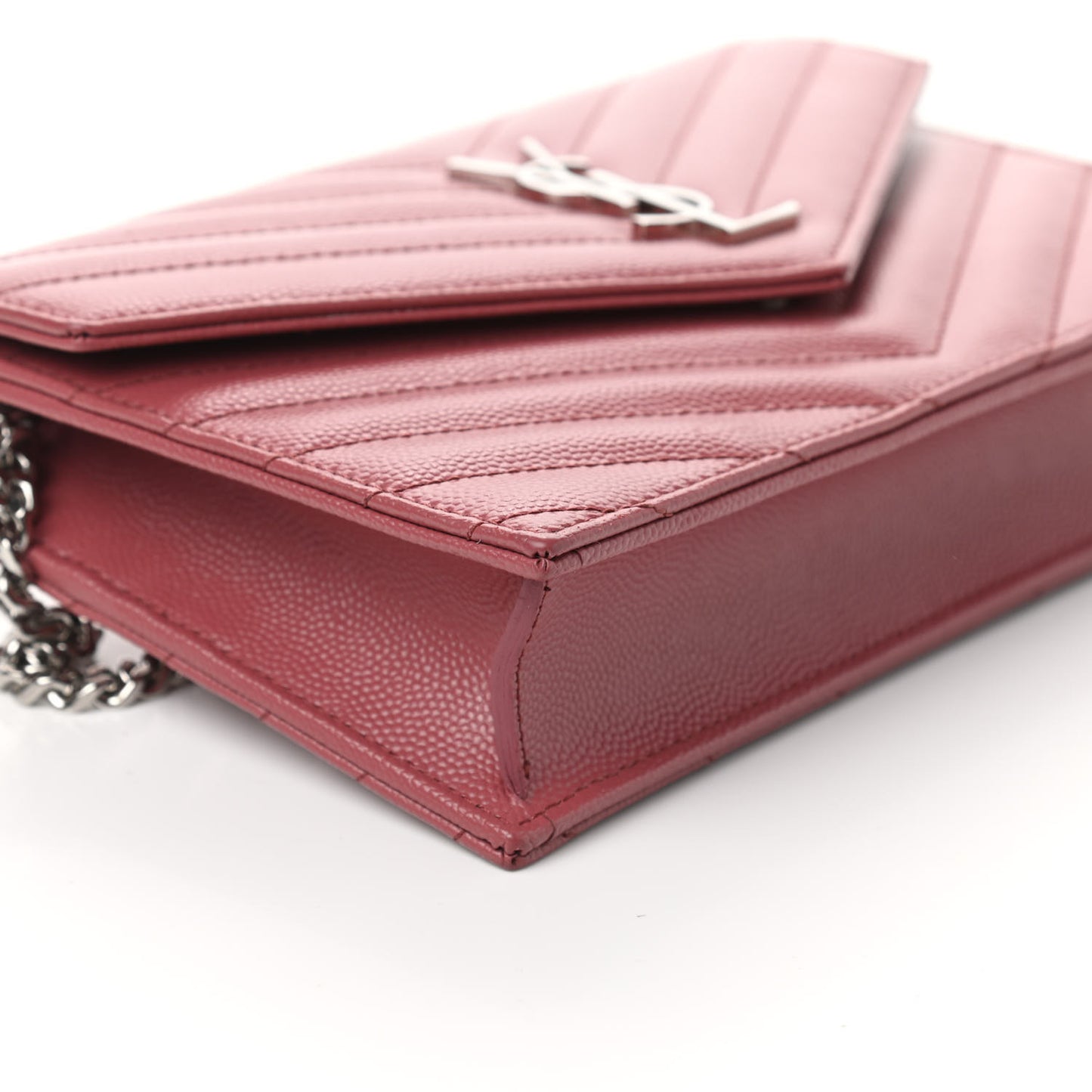 Grain De Poudre Matelasse Chevron Monogram Envelope Chain Wallet Mystic Rose