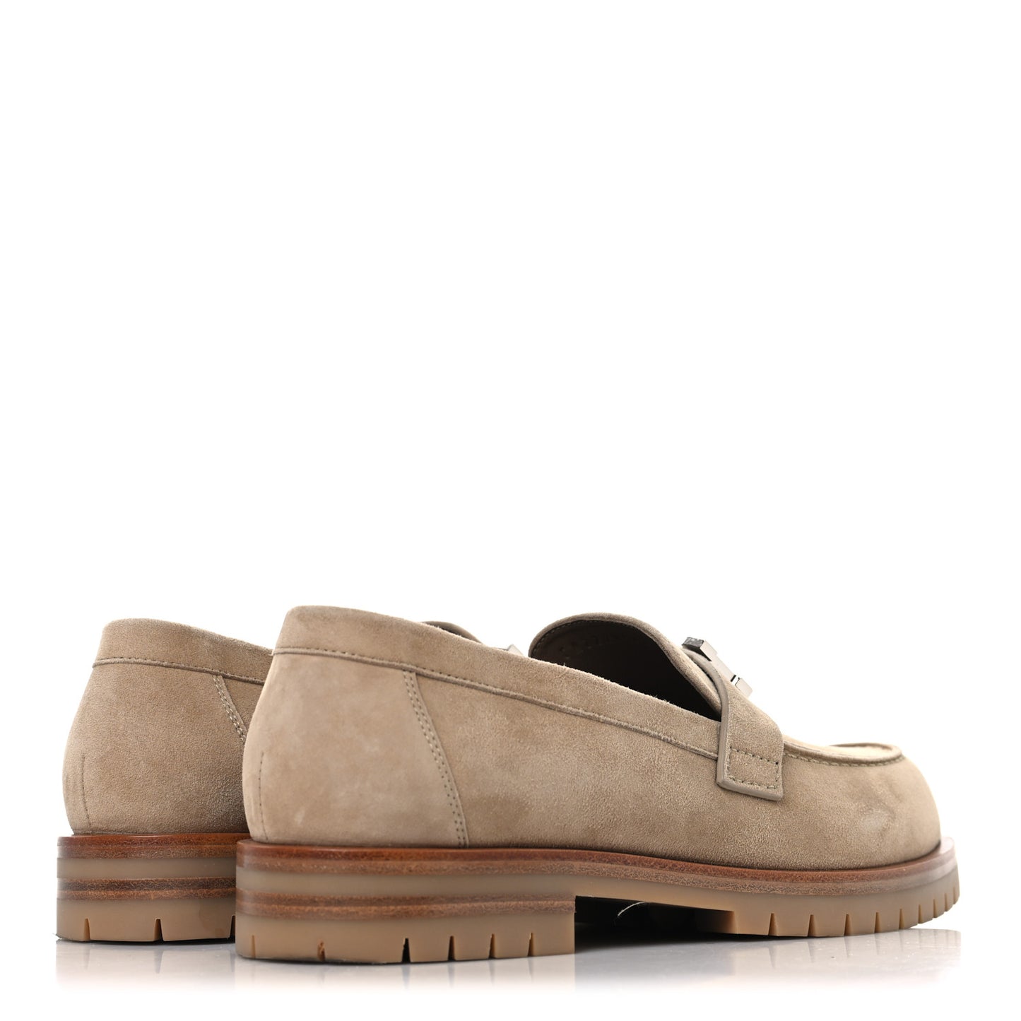 Suede Goatskin Womens Faubourg Loafers 37 Beige Argile