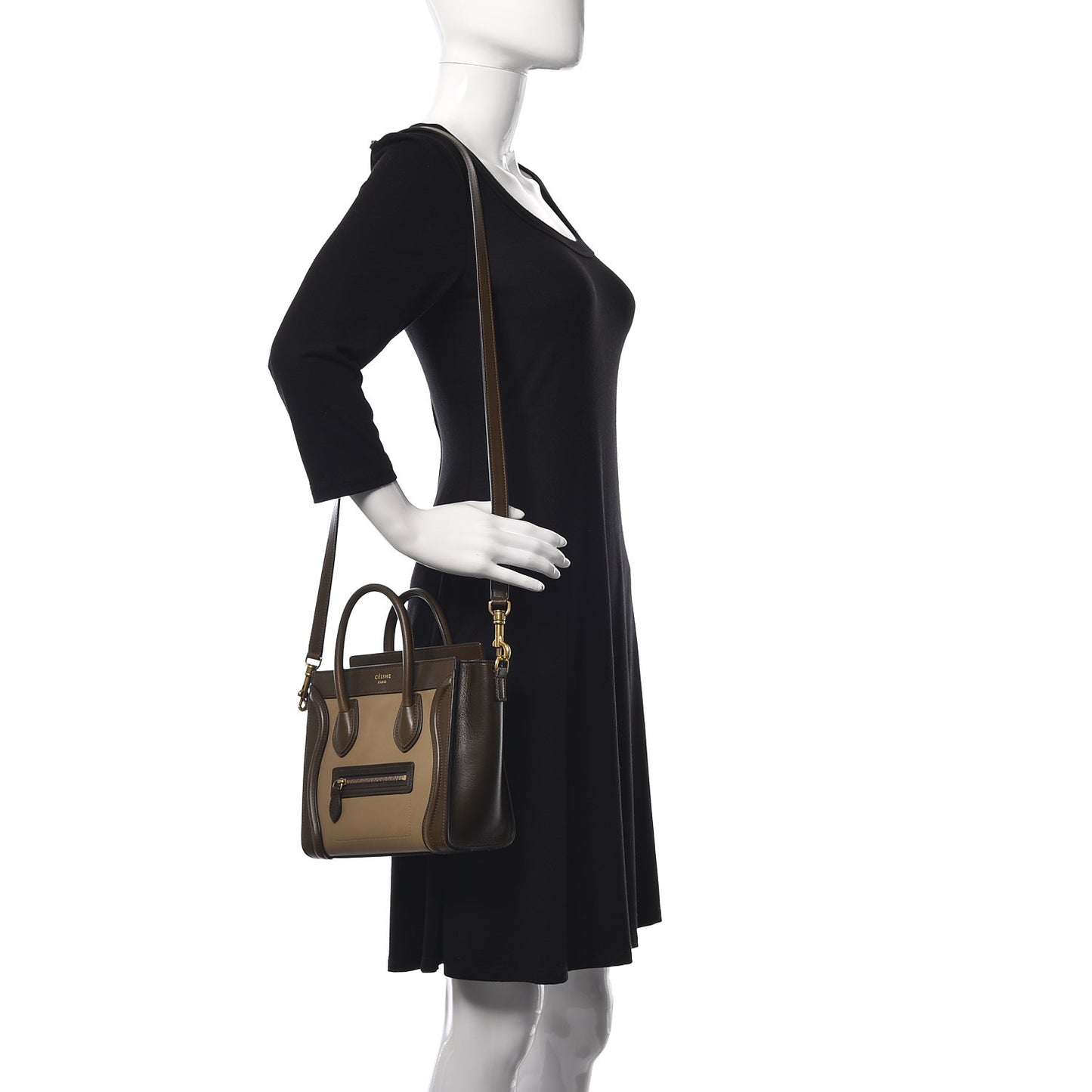 Smooth Calfskin Nano Tri-Color Luggage Khaki