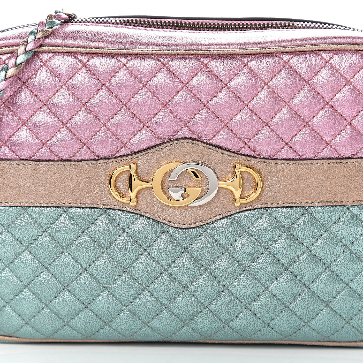 Gucci Laminated Nappa Trapuntata Small Zumi Shoulder Bag Rosa Lago Rame 9 of 9