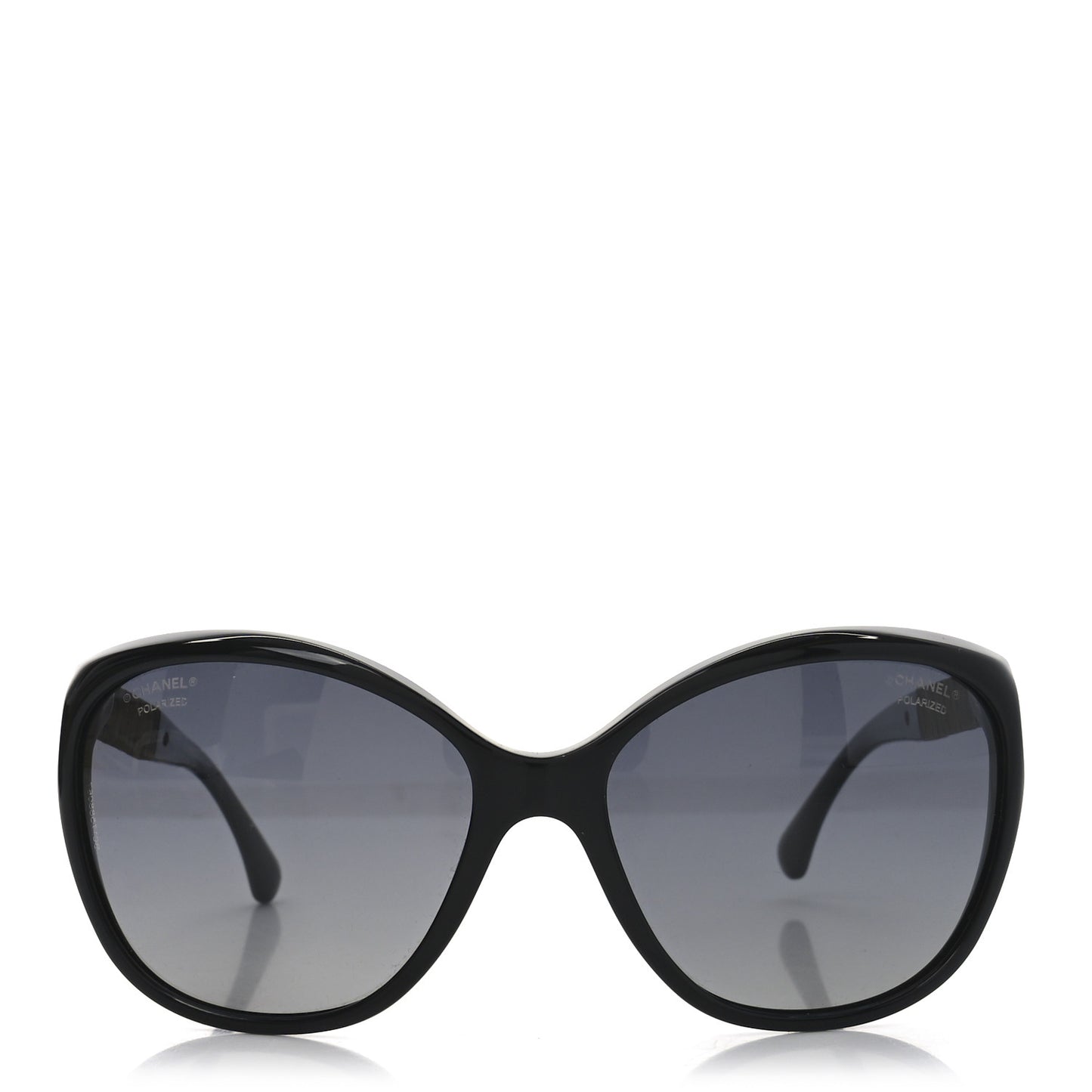 Crystal Baguette Polarized Cat Eye Sunglasses 5309-B Black