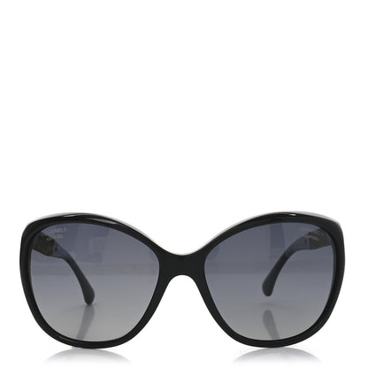 Chanel Crystal Baguette Polarized Cat Eye Sunglasses 5309-B Black 2 of 7