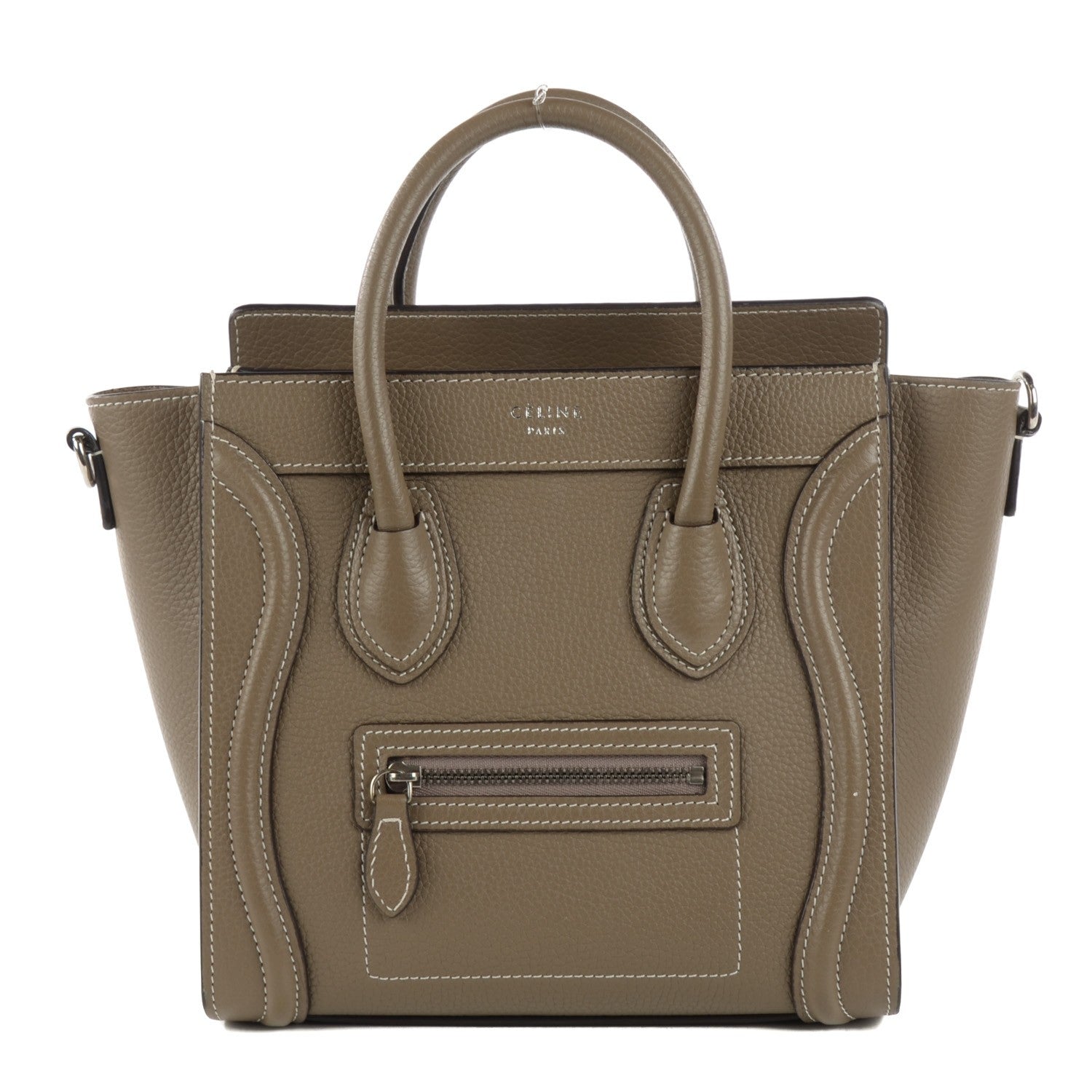 Celine Drummed Calfskin Nano Luggage Souris 1 of 8