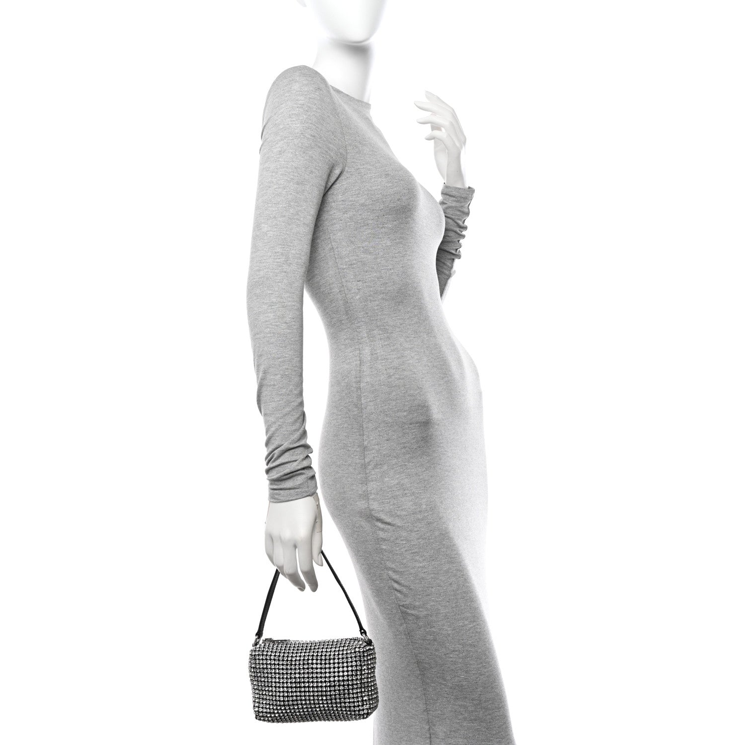 Alexander Wang Mesh Crystal Rhinestone Mini Heiress Pouch Black Silver 2 of 10