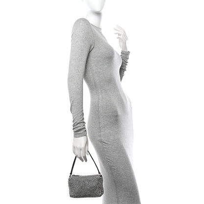 Alexander Wang Mesh Crystal Rhinestone Mini Heiress Pouch Black Silver 2 of 10
