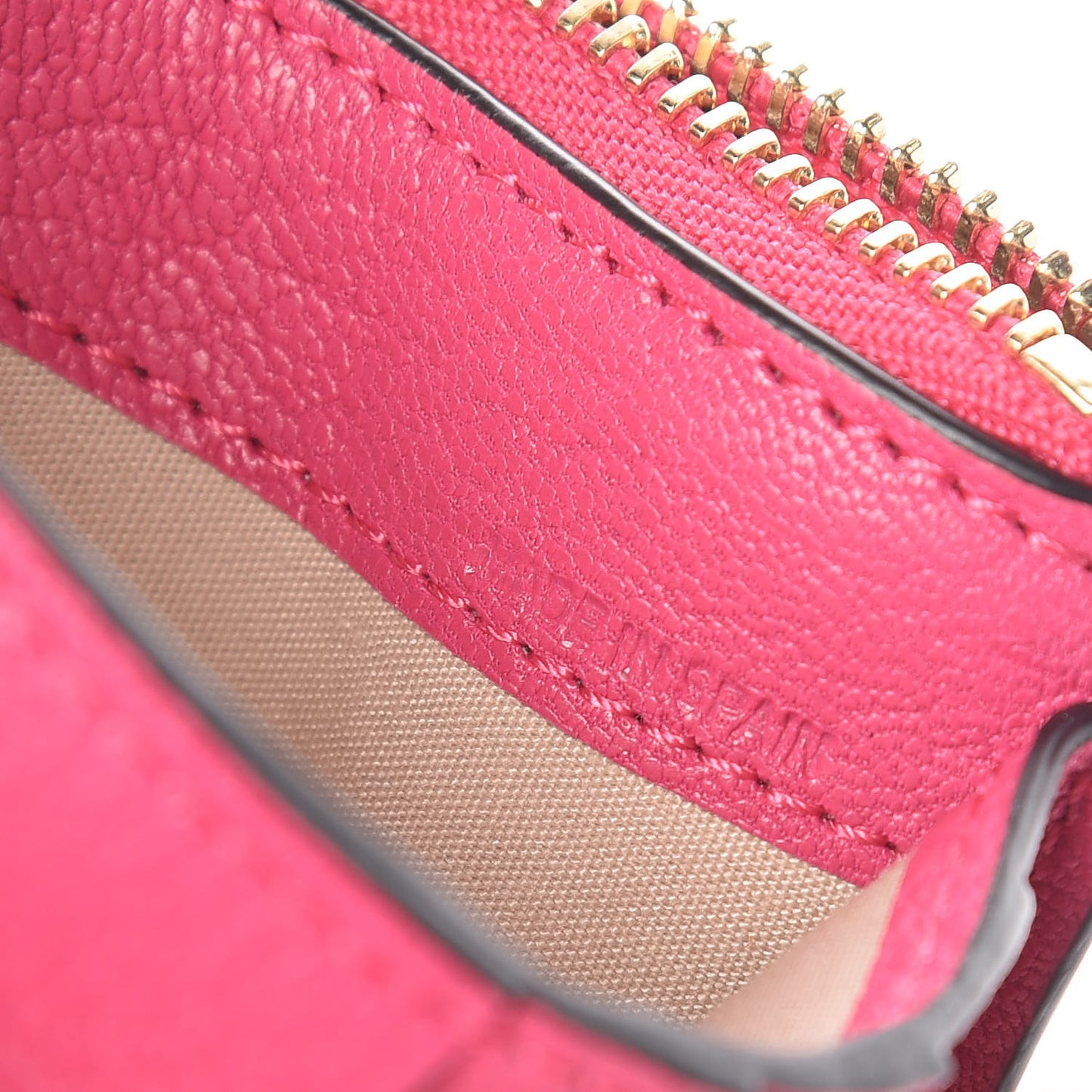 Grained Calfskin Drew Card Holder Fuchsia Rose
