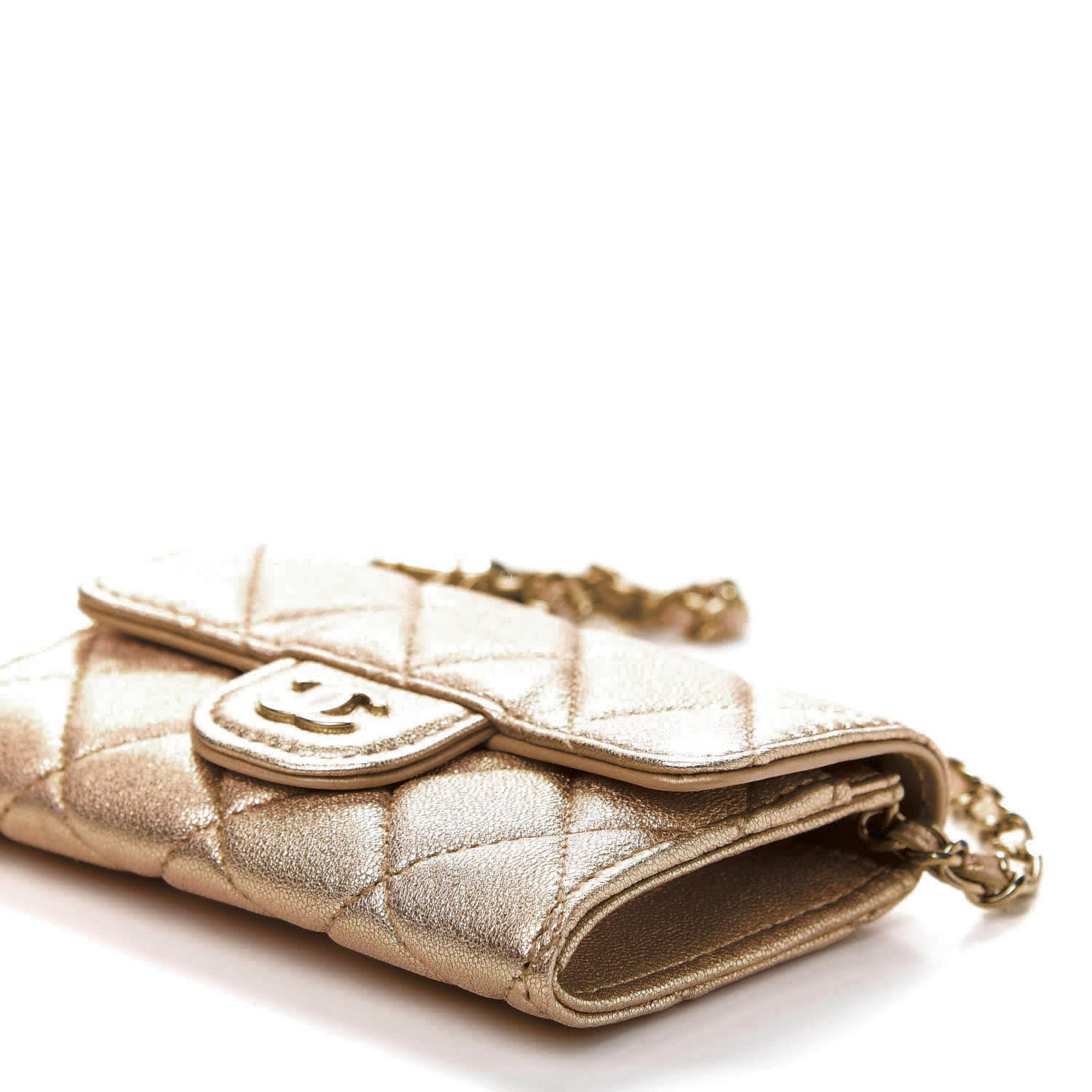 Chanel Metallic Lambskin Quilted Flap Chain Waist Bag Gold 10 of 12