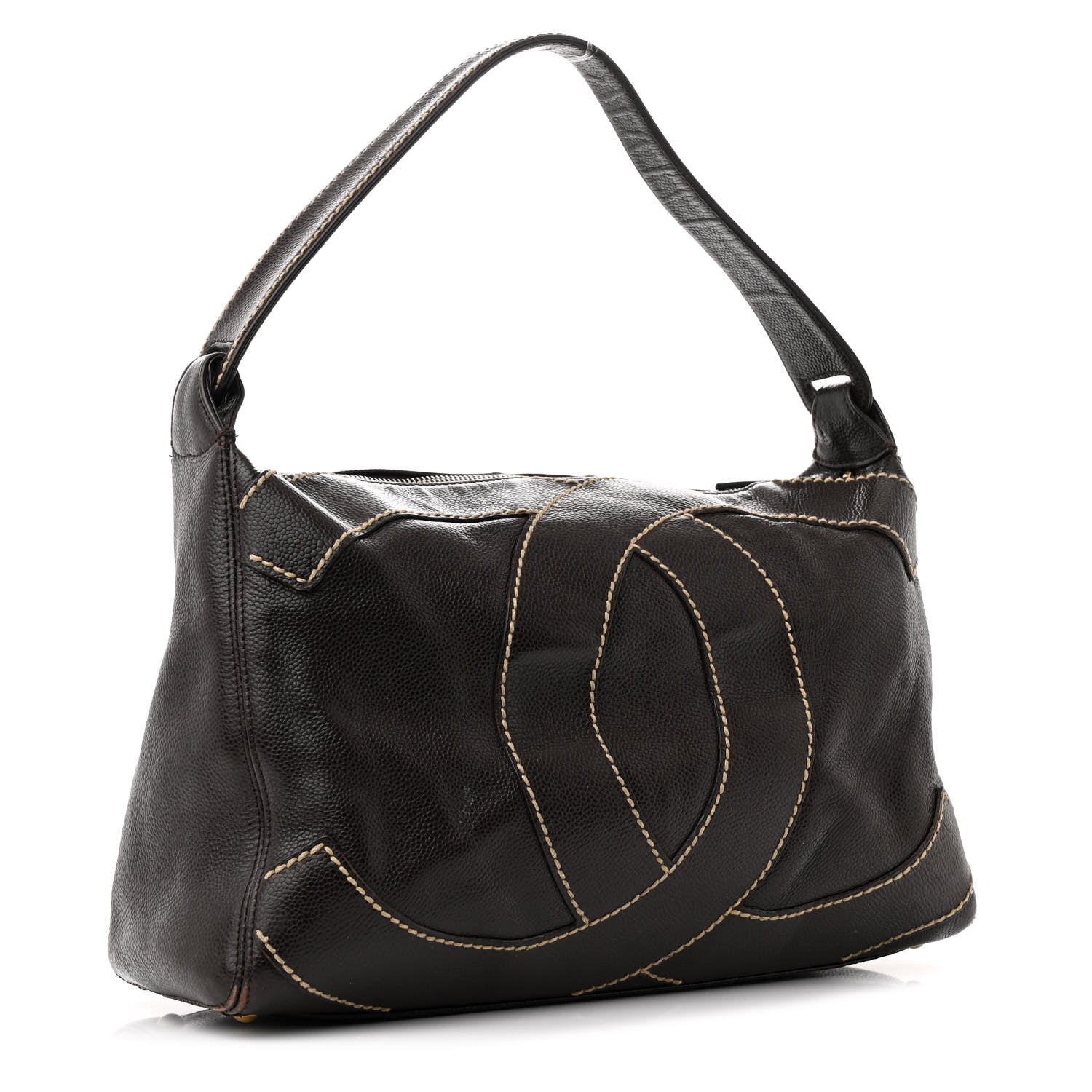 Chanel Caviar CC Stitched Medium Hobo Brown 3 of 16