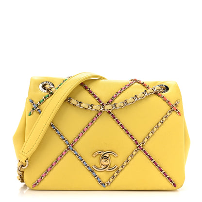 Chanel Lambskin Small Entwined Chain Flap Yellow Multicolor 1 of 21