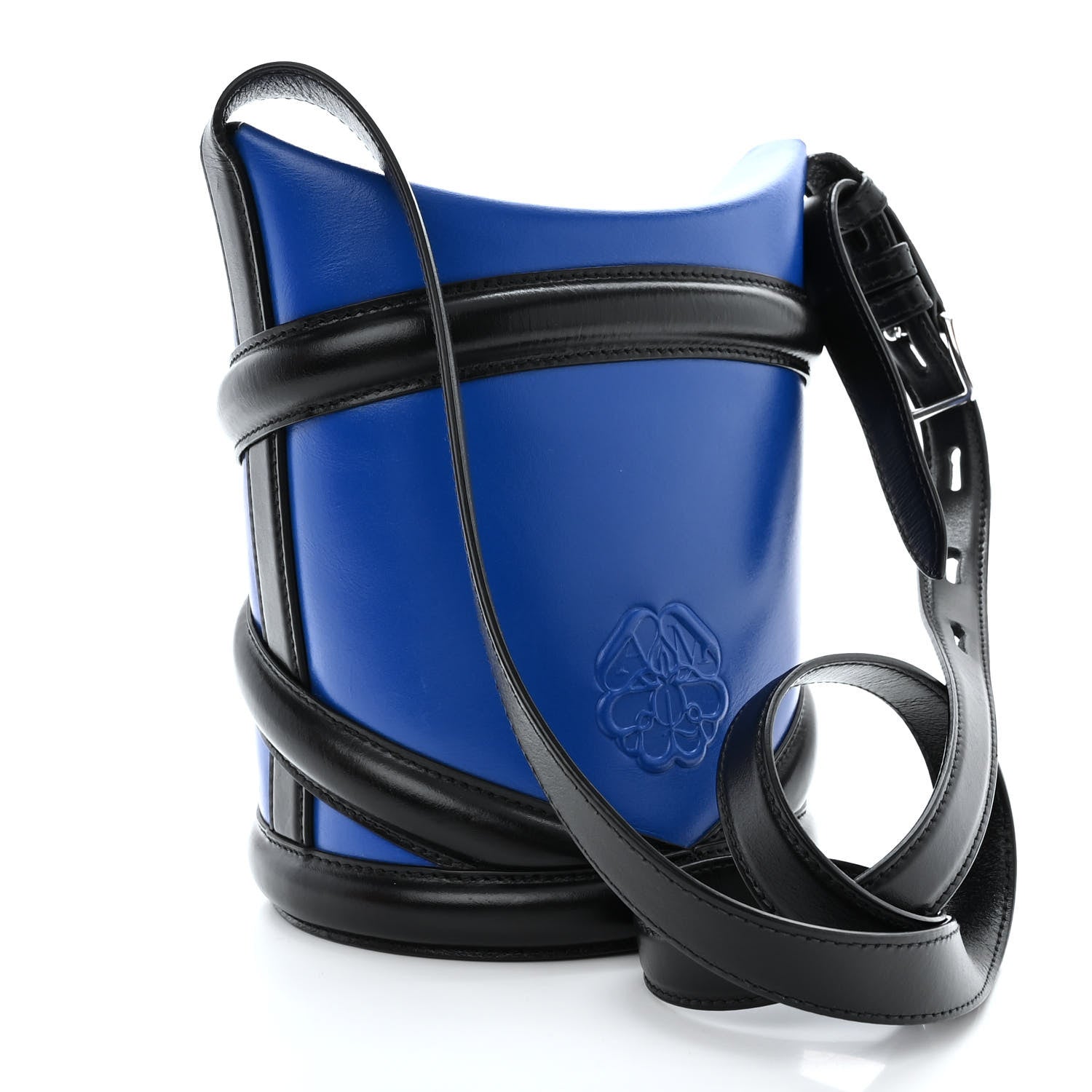 Alexander McQueen Calfskin The Curve Small Shoulder Bag Electric Blue Black 3 of 12