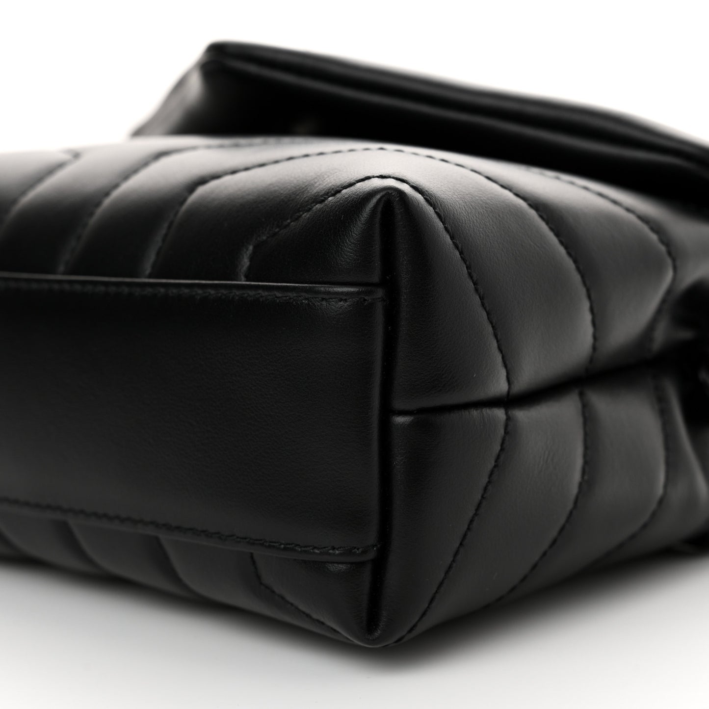 Calfskin Y Quilted Monogram Monochrome Toy Loulou Crossbody Bag Black