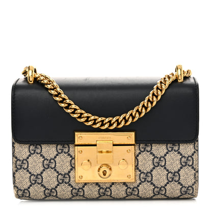 Gucci GG Supreme Monogram Moon Calfskin Small Padlock Shoulder Bag Beige Blue Mystic White Hibiscus Red 1 of 12