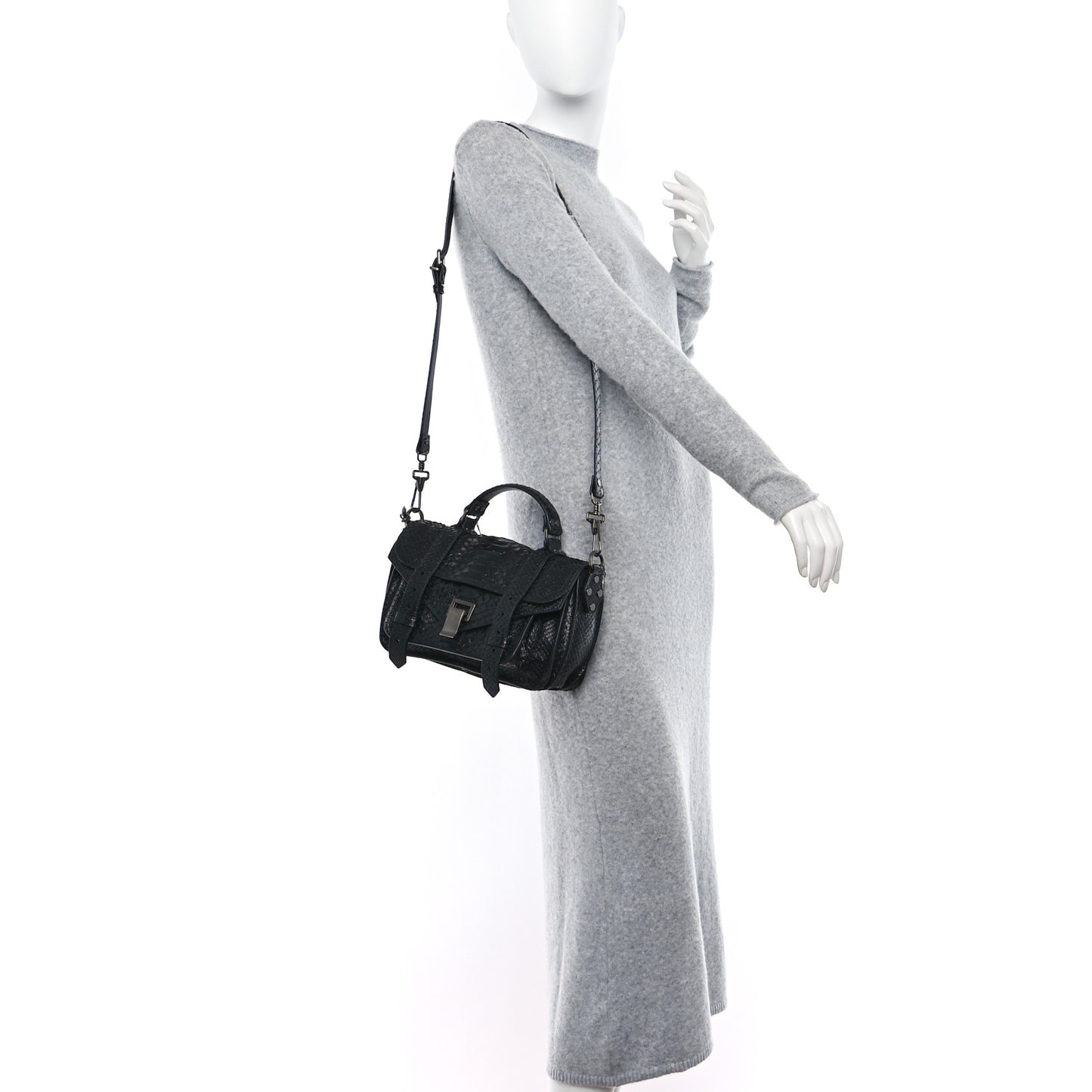 PROENZA SCHOULER Snakeskin Tiny PS1 Satchel Black