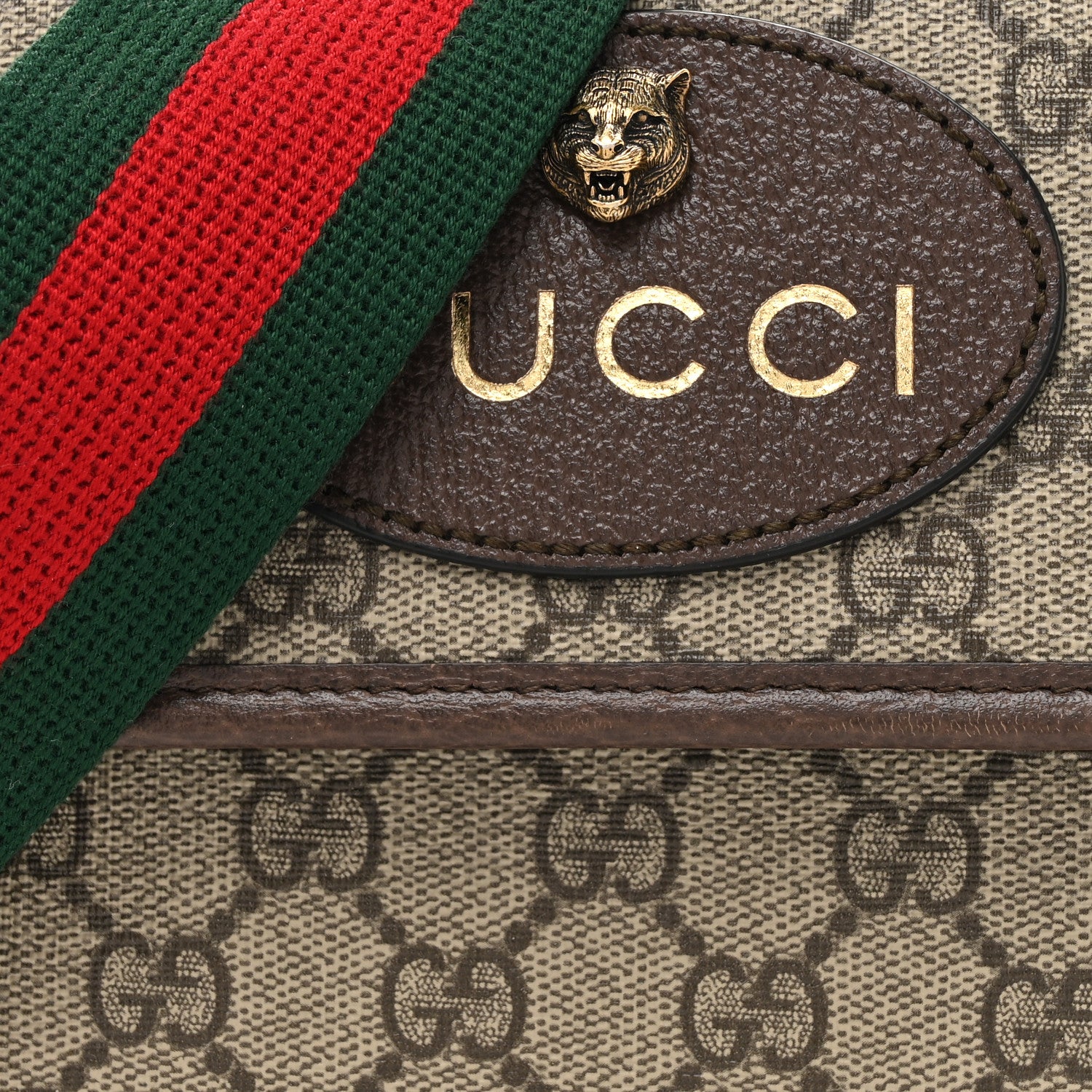 Gucci GG Supreme Monogram Web Small Neo Vintage Double Flap Messenger Bag Beige New Acero 10 of 18