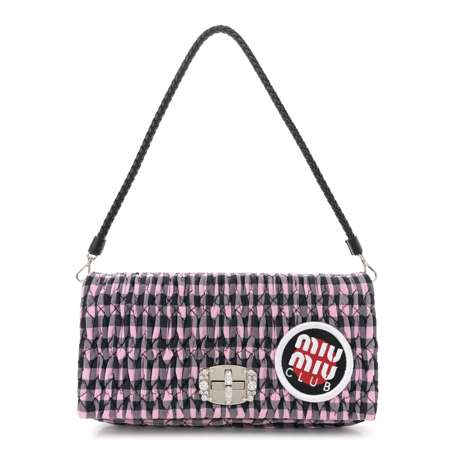 Cotton Matelasse Crystal Flap Shoulder Bag Multicolor
