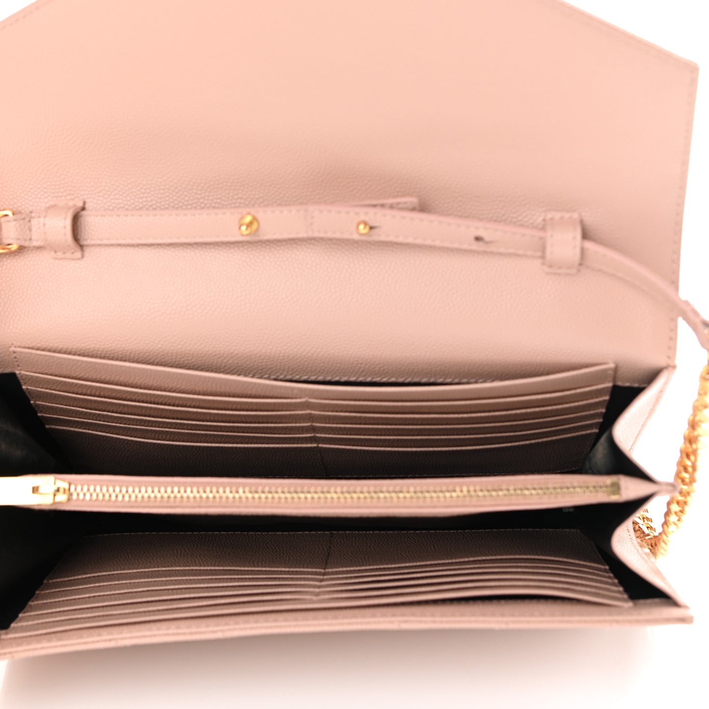Grain De Poudre Matelasse Chevron Monogram Chain Wallet Pale Blush
