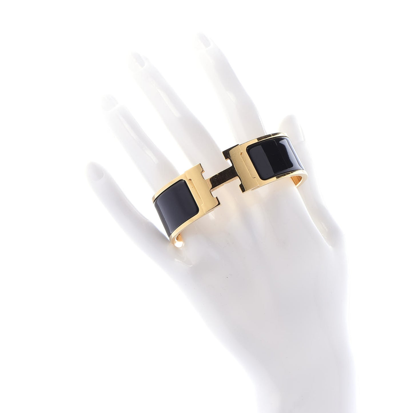 Enamel Wide Clic Clac H Bracelet GM Black