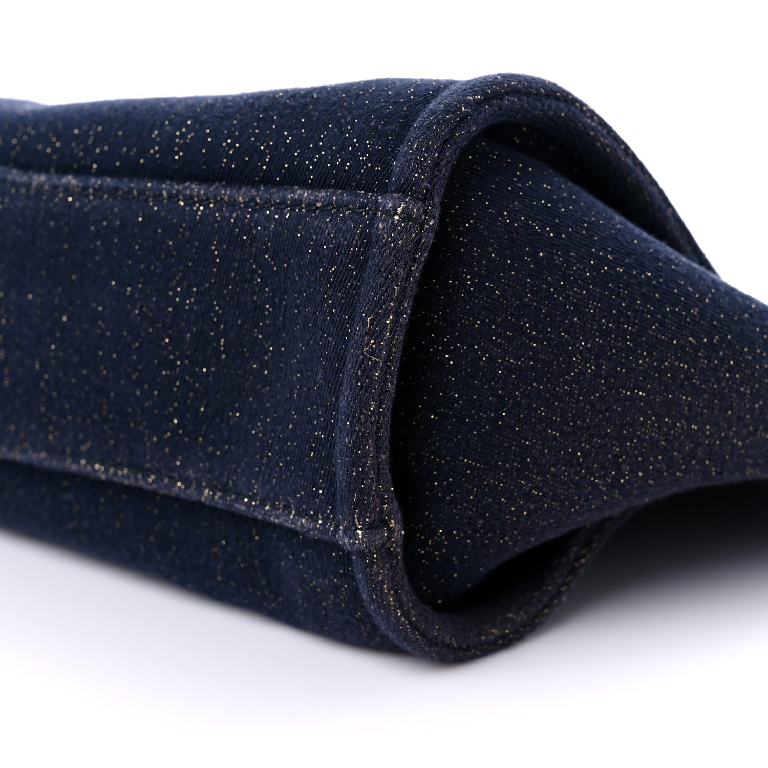 Chanel Lurex Canvas Small Deauville Tote Navy Blue Gold 9 of 13