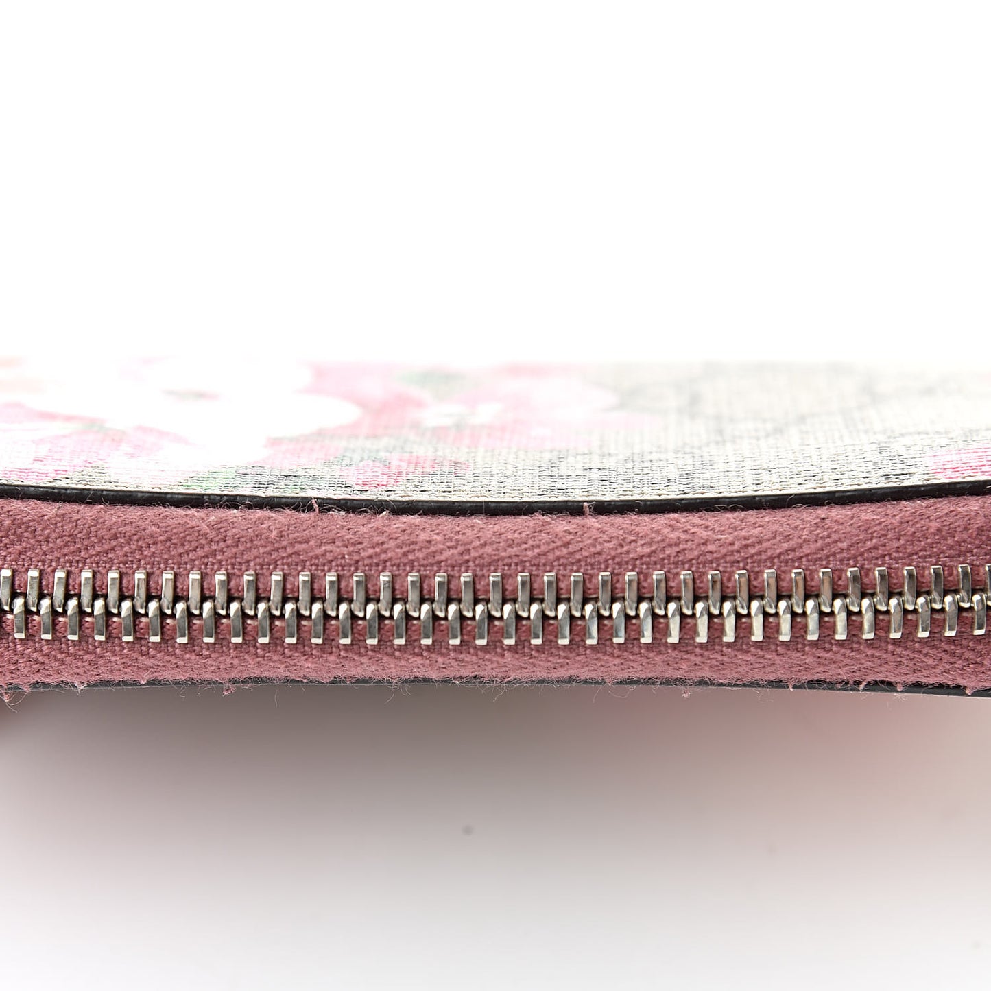 GG Supreme Monogram Blooms Zip Around Card Case Wallet Beige Multicolor Dry Rose