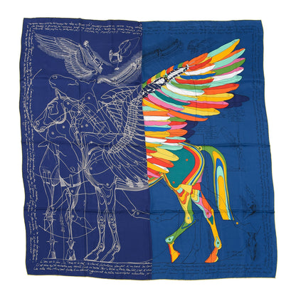Hermes Silk Le Pegase d'Hermes Cut Wash 140 Scarf Marine Jaune Vif Multicolore 1 of 6